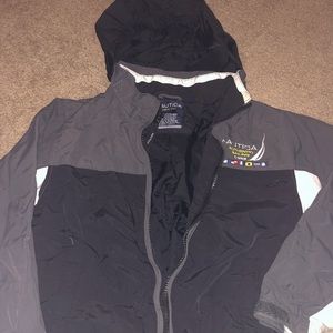 Nautica Boys Jacket SZ M Grey/Black full zip